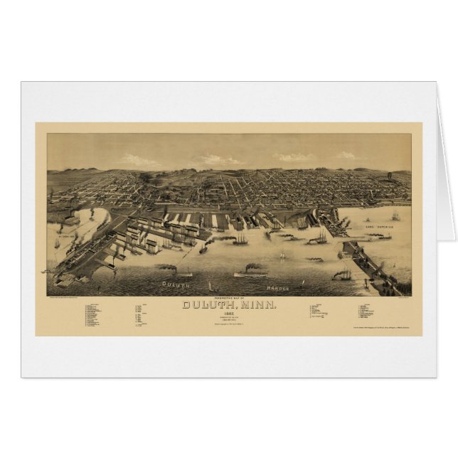 Duluth, panoramische Karte Mangans - 1887 (Vorderseite (Horizontal))