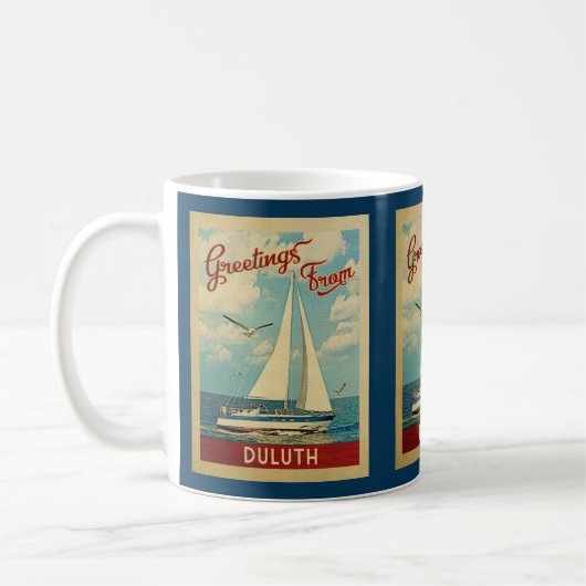 Duluth Sailboat Vintage Travel Minnesota Kaffeetasse (Links)