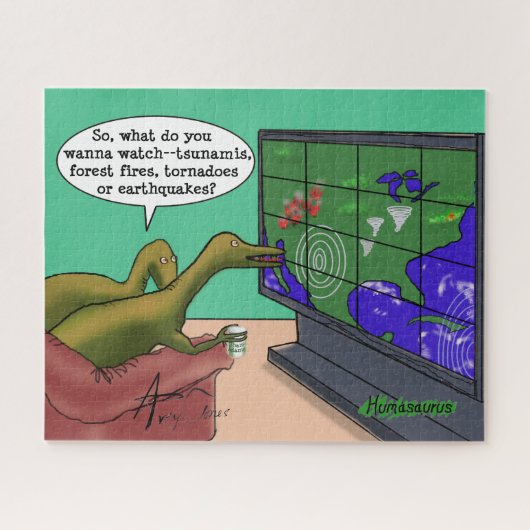 Dumb Dinosaurier sehen im Fernsehen Zeichen des Kl Puzzle (Horizontal)