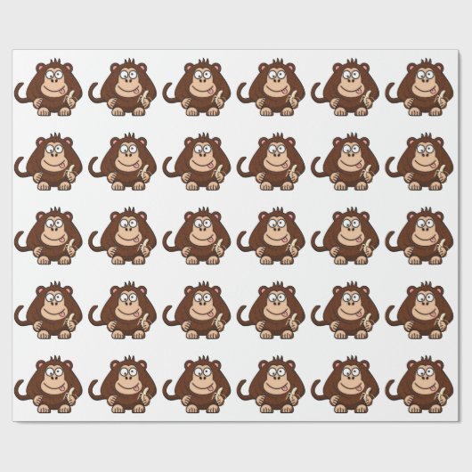Dumb Monkey mit Banana-Cartoon Geschenkpapier (Flach)