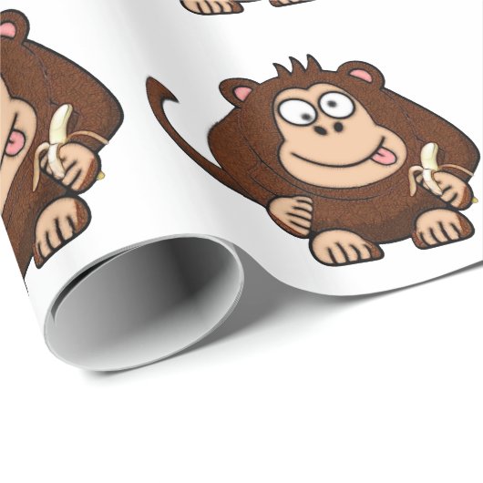 Dumb Monkey mit Banana-Cartoon Geschenkpapier (Rolleneckpunkt)