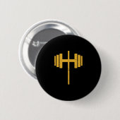 Dumbell Cross Barbell Jesus Funny Christlich Works Button (Vorne & Hinten)