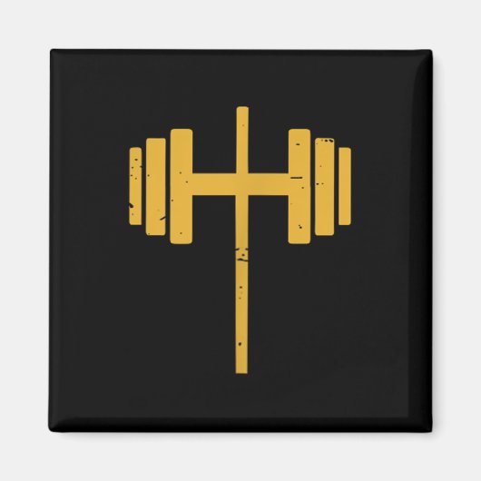 Dumbell Cross Barbell Jesus Funny Christlich Works Magnet (Vorne)