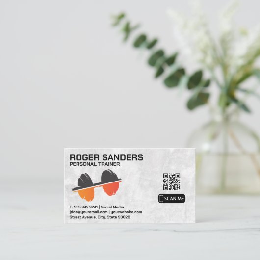 Dumbell-Gewicht-Logo | QR Visitenkarte (Stehend Vorderseite)