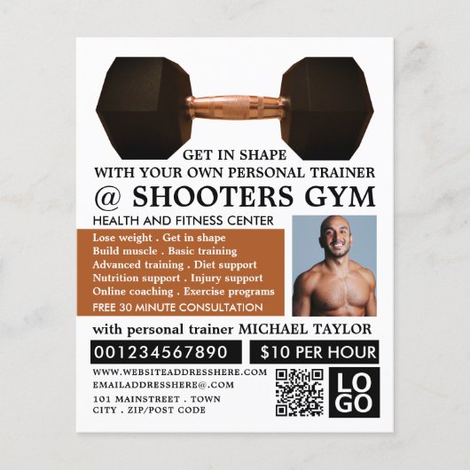 Dumbell Gewicht, Personal Trainer, Gymnastikwerbun Flyer (Vorne)