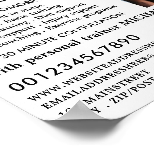 Dumbell Gewicht, Personal Trainer, Gymnastikwerbun Poster (Ecke)