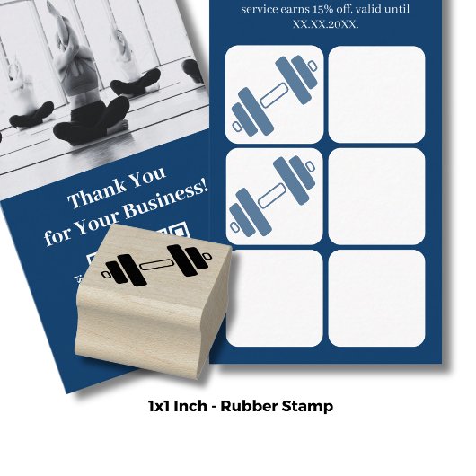 Dumbell Icon - 1" Platz - Fitness Loyalität Gummistempel