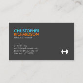 Dumbell Logo Fitness Personal Trainer Orange/Blue Visitenkarte (Rückseite)