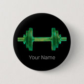 Dumbell Retro Bodybuilder Gym Fitness oder Trainer Button (Vorderseite)