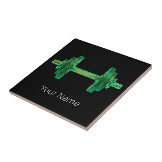 Dumbell Retro Bodybuilder Gym Fitness oder Trainer Fliese (Seite)