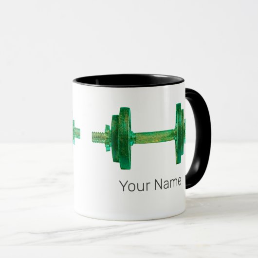 Dumbell Retro Bodybuilder Gym Fitness oder Trainer Tasse (VorderseiteRechts)