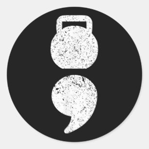 Dumbell, Semikolon - Persönliche Sensibilisierung Runder Aufkleber