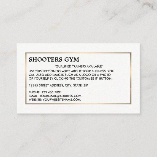 Dumbell Weight, Personal Trainer, Fitnesslehrer Visitenkarte (Rückseite)