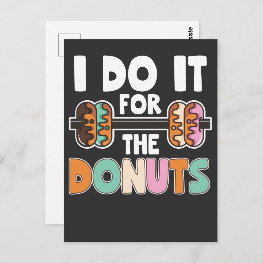 Dumbell Weightlift Donut Dessert Gym Workout Postkarte (Vorne/Hinten)