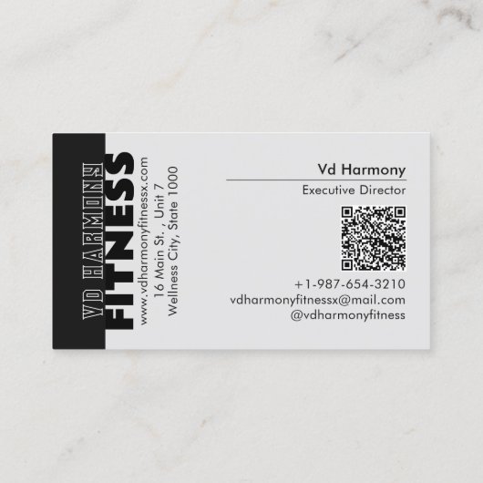 Dumbells Fitness Schwarz-weiße Visitenkarte (Rückseite)