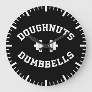 Dumbells und Doughnut - Funny Gym Workout Große Wanduhr
