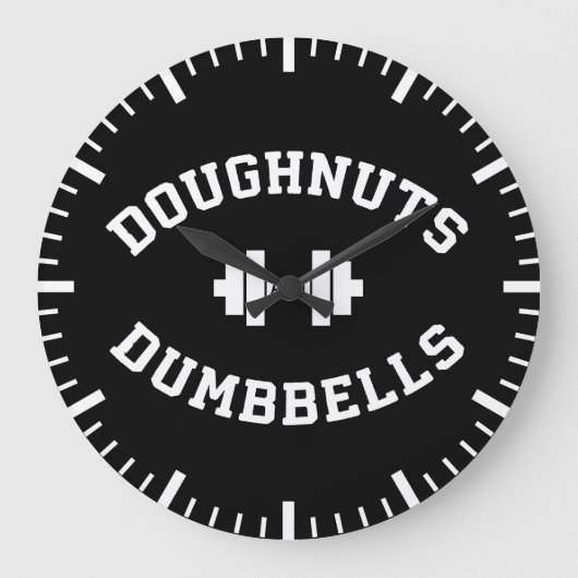Dumbells und Doughnut - Funny Gym Workout Große Wanduhr (Vorderseite)