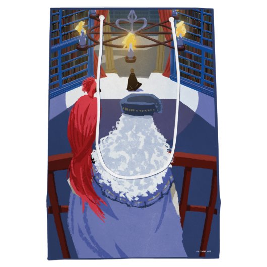 Dumbledore & Fawkes auf dem Balkon Mittlere Geschenktüte (Rückseite)