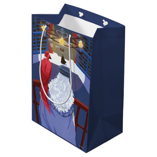 Dumbledore & Fawkes auf dem Balkon Mittlere Geschenktüte (Rückseite Schrägansicht)