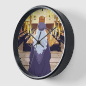 Dumbledore spricht in der Großen Halle der Hogwart Uhr (Winkel)