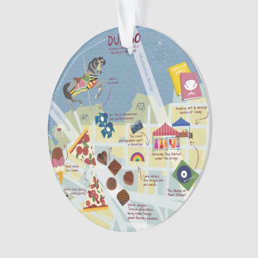 Dumbo Brooklyn New York Map anpassbar Zwei-Seiten- Ornament (Vorderseite)