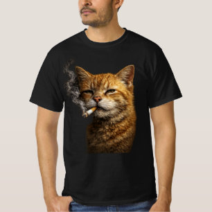 Dumm Cool Lustige Katze Meme — Orange Katze Rauche T-Shirt