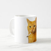 Dumm Cool Lustige Katze Meme Rauchende Katze Zigar Kaffeetasse (Vorderseite Links)