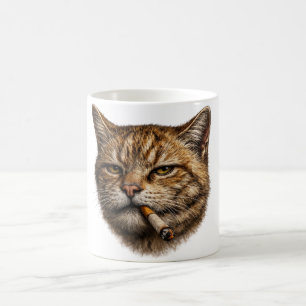 Dumm Cool Lustige Katze Meme Rauchende Katze Zigar Kaffeetasse