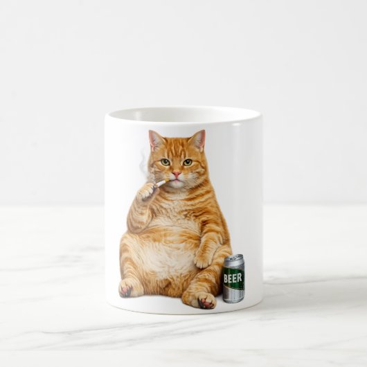 Dumm Cool Lustige Katze Meme Rauchende Katze Zigar Kaffeetasse (Mittel)