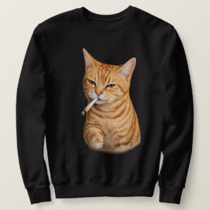 Dumm Cool Lustige Katze Meme Rauchende Katze Zigar Sweatshirt