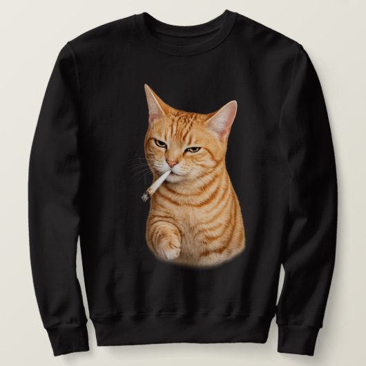 Dumm Cool Lustige Katze Meme Rauchende Katze Zigar Sweatshirt (Design vorne)