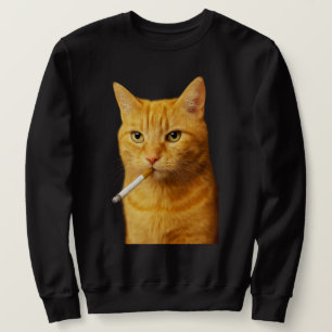 Dumm Cool Lustige Katze Meme Rauchende Katze Zigar Sweatshirt