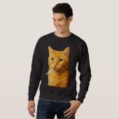 Dumm Cool Lustige Katze Meme Rauchende Katze Zigar Sweatshirt (Vorne ganz)
