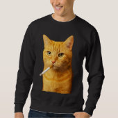Dumm Cool Lustige Katze Meme Rauchende Katze Zigar Sweatshirt (Vorderseite)