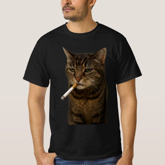 Dumm Cool Lustiger Katzen-Meme Rauchende Katze Zig T-Shirt (Vorderseite)