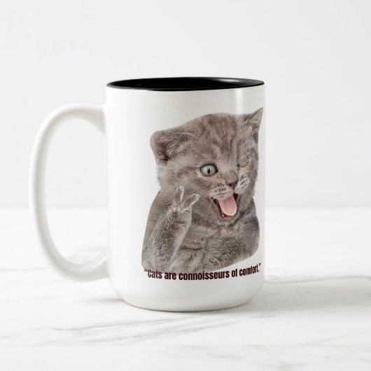 dumme Katze Zweifarbige Tasse (Links)