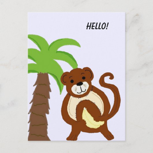 Dummer Affe mit Palme Postkarte (Vorderseite)