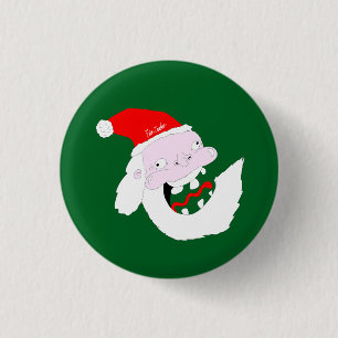 Dummer alberner Weihnachtsmann-Cartoon-Gesicht Button