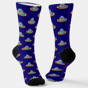 Dummer Alien und Raumschiff Socken