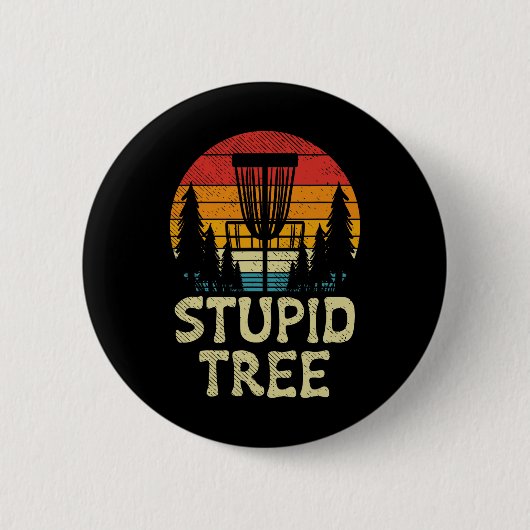 Dummer Baum Disc Golf Korb Retro Frisbee Golfen Button (Vorderseite)