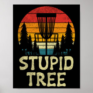Dummer Baum Disc Golf Korb Retro Frisbee Golfen Poster