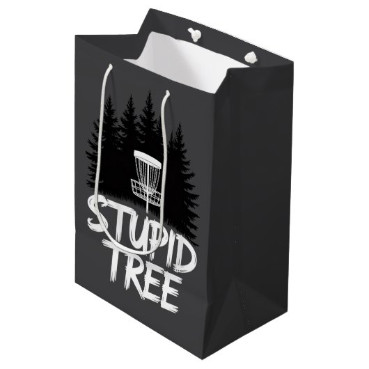 Dummer Baum Disc Golf Lustiger Frisbee Golf Golfer Mittlere Geschenktüte (Vorderseite Schrägansicht)