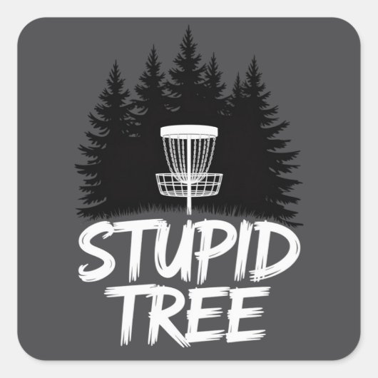 Dummer Baum Disc Golf Lustiger Frisbee Golf Golfer Quadratischer Aufkleber (Vorderseite)