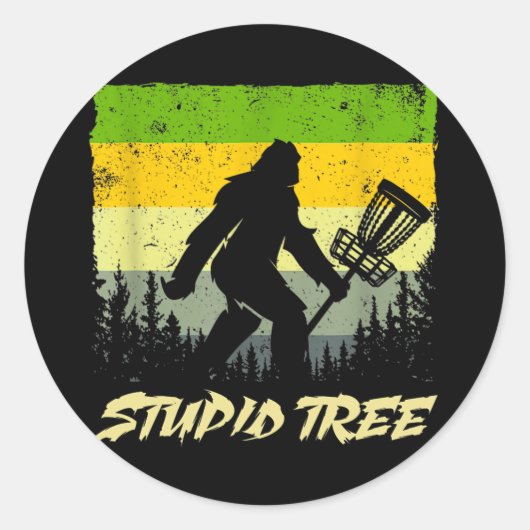 Dummer Baum Disc Golf Lustiger Frisbee Golf Runder Aufkleber (Vorderseite)