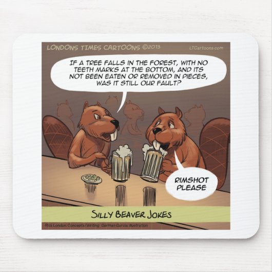 Dummer Biber-Witz Lustiger Cartoon Mousepad (Vorne)