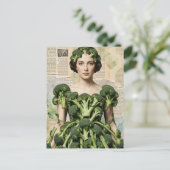Dummer Brokkoli Kleid Frau  Postkarte (Stehend Vorderseite)