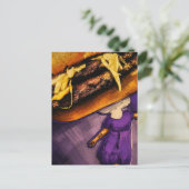 Dummer Cheeseburger Lila Pilz Dame Collage Postkarte (Stehend Vorderseite)