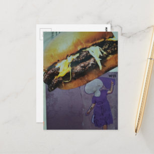Dummer Cheeseburger Pilz Dame Collage Postkarte
