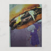 Dummer Cheeseburger Pilz Dame Collage Postkarte (Vorderseite)