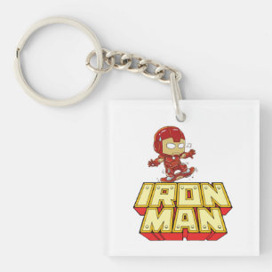 Dummer Chibi-Iron-Man beim Skateboardfahren  Schlüsselanhänger